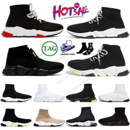 New Designer shoes Socks Platform Men Woman Graffiti Clear Knit Speed Trainers Runner Sneaker Sock Shoe Mesh Tennis Sneakers Speeds Chaussure Paris Loafers