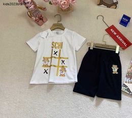 New baby tracksuits Summer boys set kids designer clothes Size 100-150 CM Chequered Game Pattern Printed T-shirt and shorts 24May