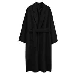 Women039s Wool Blends 2021 Winter Trench Coat Autumn Black Long Female Jacket Belt Flannel Overcoat Clothes Casaco Feminino G5760691