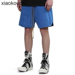 Rhude High end designer shorts for Letter Embroidered Drawstring Shorts Street High Street Sports Pants Casual Loose Capris Summer With 1:1 original labels