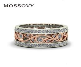 Zircon Rose Gold Flower Engagement Ring for Female Fashion Jewelry Rhinestone Wedding Rings for Women Bague Femme Anil7127305