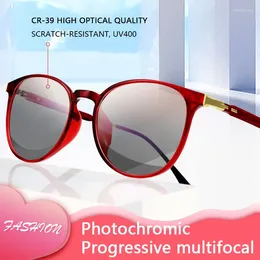 Sunglasses Pochromic Progressive Multifocus Reading Glasses For Women Multifocal Readers Lightweight TR90 Frame