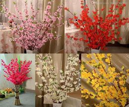 65CM long Artificial Cherry Spring Plum Peach Blossom Branch Silk Flower Tree For Wedding Party Decorations supplies5647906