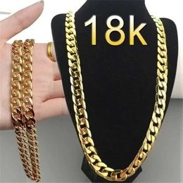 Chains Special offer 18K gold Necklaces 925 Stamp Silver color Classic 8MM sideways chain for Men woman fine Jewelrys Wedding party d240509