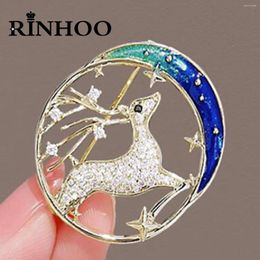 Brooches Rinhoo Running Deer Star Moon For Women Vintage Rhinestone Christmas Elk Lapel Pins Cute Animal Badge Year Jewellery