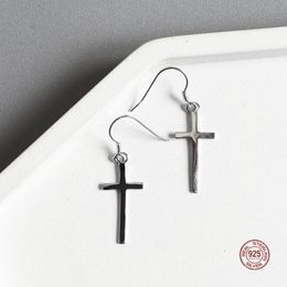 Stud Real 925 Sterling Silver 100% Simple Gothic Cross Earrings For Women Jewelry Party Ear Studs Girl Gifts OrnamentsStud 301T