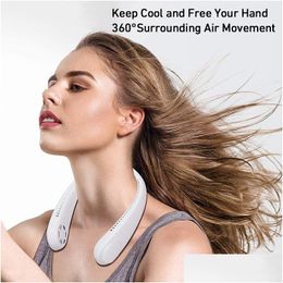 Usb Gadgets Mini Neck Fan Portable Hanging 1200Mah Bladeless Mute Fans Air Conditioning Cooler For Sports Drop Delivery Computers Netw Otq5G