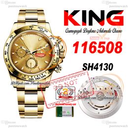 SALE 116508 SA4130 Automatic Chronograph Mens Watch KING Yellow Gold Champagne Stick Dial 904L Oystesteel Bracelet 72H Power Reserv Super Edition Puretime PTRX