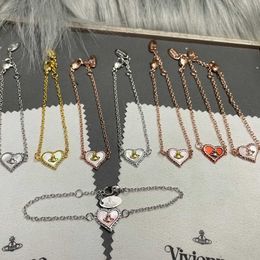 Brand Westwood Love Beimu Bracelet Female Designed as a Small Stand Shell Saturn Peach Heart Original Reproduction Nail