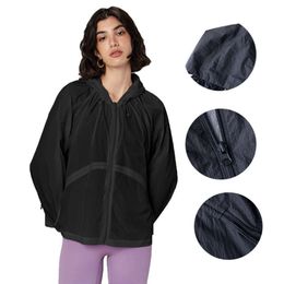 Summer Thin Hooded Yoga Jacket Women Loose Casual Breathable Fitness Suit High Waist Slimming Sportswear