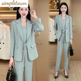 Others Apparel 2023 Summer Casual Jacket Blazer Wide Leg Pants Two Piece Elegant Womens Pants Suit Office Outfits Professional Set Y240509