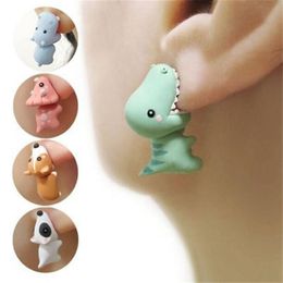 Stud Pair Cute Animal Bite Earring Cartoon Soft Clay Earrings Tyrannosaurus Dinosaur Fun Party Gift 260W