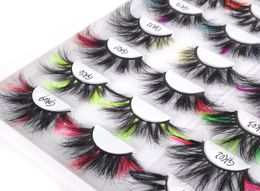 27mm colored 3D Mink Eyelash Colorful 100 Mink Lashes Mix Color Pink Blue Red White False Eyelashes Fluffy Soft8541013