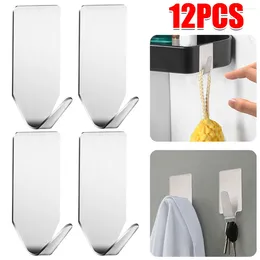 Hooks 12/1pcs Self Adhesive Mini Stainless Steel Towel Rack Clothes Hanger Wall Mounted Hook Home Kitchen Bathroom Storage