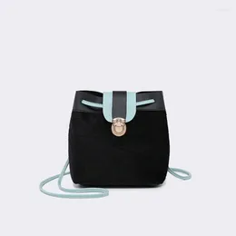 Shoulder Bags Mini Patchwork PU Leather Bucket For Women 2024 Fashion Solid Crossbody Messenger Bag Female Handbags Single Soft