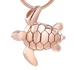 Z9949 Stainless Steel Cremation Cute rose gold Sea Turtle Cremation Keepsake Pendant Ashes Urn Memorial Souvenir Necklace Jewelry1043374