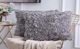 3D Decorative Romantic Stereo Chiffon Rose Flower Pillow Cover Solid Square Pillow Case for Sofa Bedroom Car Cushion Cover2748614