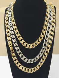 Hip Hop Bling Fashion Chains Jewellery Men Gold Silver Miami Cuban Link Chain Necklaces Diamond Iced Out Chians Necklaces Hip Hop Je2785880