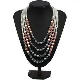 Necklace Earrings Set Pearl And For Women Bib Multi Layered Strand Pearls Necklaces Beaded Long Costume Summer Jewellery