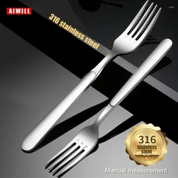 Dinnerware Sets AIWILL 316 Stainless Steel Fork Western Adult Household Fruit Long Handle Pasta Salad Dessert Quality Kitchen Tools
