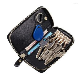 Wallets Fashion Genuine Leather Wallet Men Key Holder With Zipper Multifunction Case Bag Women Vintage Organiser Cover