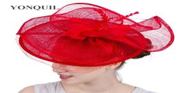 New style red wedding headpiece sinamay kentucky derby royal ascot fascinator hats fashion hair accessories party headbands SYF1119172429