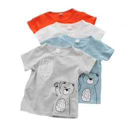 T-shirts Cotton boy clothing baby T-shirt short sleeved baby T-shirt cartoon casual baby summer first birthday boy clothing topL240509