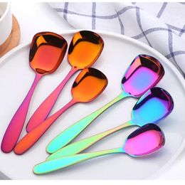 Spoons 1PC Stainless Steel Rice Spoon S M L Square Ladle Gold Dessert Ice Cream Table For Kids Restaurant Kitchen Tableware