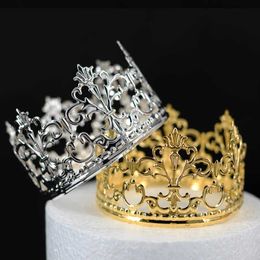 Chinese Style Products Metal Round Crown Cake Topper Rhinestone Hair Crown Cupcakes Baking Decorations For Birthday Party Wedding Bridal Tiara Headwear