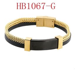 stainless steel Jewellery whole fashion leather bracelet double chain designer bangle fashion mens bracelet designer bracelet je46031766631