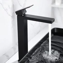 Bathroom Sink Faucets Tall Modern Faucet Single Handle Deck Mounted Wash Basin Water Tap Black And Cold Mixer Torneira Pia