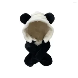 Berets Hat With Ear Flaps Cartoon Panda Winter Thick Plush Warm Soft Full Protection Windproof Cap For Unisex Outdoor Weather