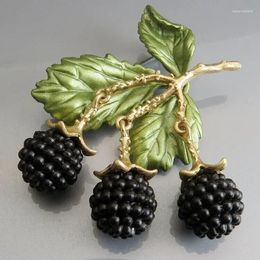 Brooches Vintage Art Style Realistic Blackberries Fruit Articulated Brooch Jewellery