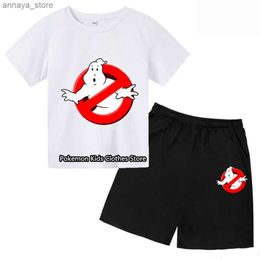 Clothing Sets Ghostbusters Monster Movie T-shirt Set for Children and Girls Cartoon T-shirt Anime Summer Top Theme Birthday Clothing Short SleevesL2405L24045