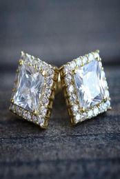 Stud Hyperbole Square Shaped Earrings For Women Luxury Wedding Accessories Princess Cut CZ Fashion Contracted Jewelry2720593