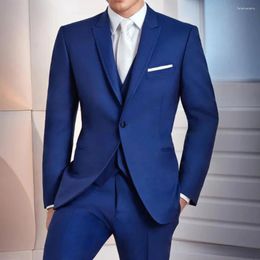 Men's Suits Royal Blue Wedding Tuxedo For Groom Wear Business Men 3 Piece Slim Fit Peaked Lapel Male Fashion Jacket With Pants Vest