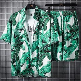 Beach Clothes For Men 2 Piece Set Quick Dry Hawaiian Shirt and Shorts Set Men Fashion Clothing Printing Casual Outfits Summer 240509