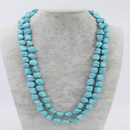 Chains Howlite Turquoise Green Baroque 11-14mm Necklace 50inch Wholesale Beads Nature FPPJ Woman 2022Chains 317M