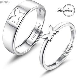 Couple Rings Fansliver 925 Sterling Silver Couple Wedding Ring Set with Adjustable Matching Rings for Valentines Day Gifts WX