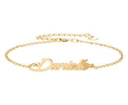 18k Gold plated Stainless Steel Nameplate Bracelets Letter quotDaniellequot Charm Bracelets for Women Personalised Custom Char7037665