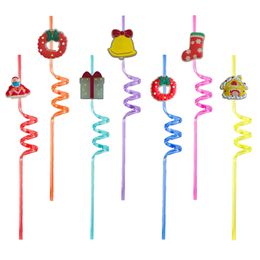 Drinking Sts Fluorescent Christmas Themed Crazy Cartoon Birthday Decorations For Summer Party Favours Reusable Plastic Kids Supplies St Otvvq