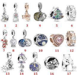 Memnon Jewelry 2021 Santa Claus On The Moon Charm S925 Sterling Silver Snow Globe Angel Charms Fit Bracelets Necklace DIY Christma4270069