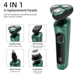 Razors Blades USB charging multifunctional electric shaver LCD digital display three head floating beard trimming machine Q240508