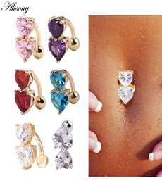 Alisouy 1pc Steel Belly Button Rings Crystal Piercing Navel Piercing Navel Earring Gold Belly Piercing Sex Body Jewelry SH1907276243627
