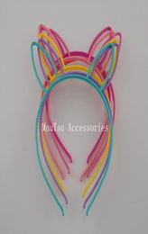 10PCS 6mm Assorted Colours Rabbit Ears Shape plastic hair headbands with small teethPrincess hairbandskids hair accessories7460046