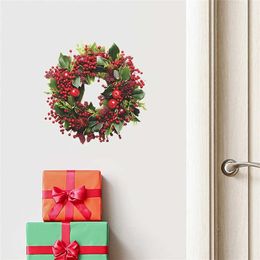 Decorative Flowers Wreaths Christmas Wreath Wall Stickers Self-adhesive Wall Decals Wallpaper Christmas Decoration For Bedroom Living Room