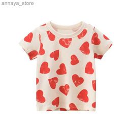 T-shirts 2-8T heart-shaped printed girls T-shirt summer baby clothing short sleeved cotton T-shirt childrens cute T-shirtL2405