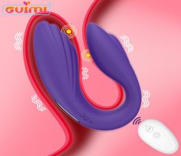GUIMI Wireless Ushaped Vibrator Sex Toy for Couples Powerful We Share Vibe 10 Speed Gspot Dual Vibrator Clitoris Stimulator Y2008081035