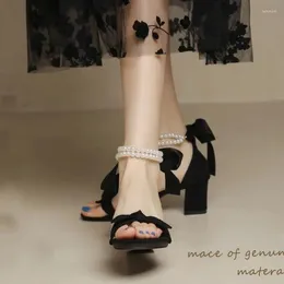 Sandals Pearl Women's Shoes 2024 Summer Korean Version Versatile Fairy Wind French Niche High Heels Female
