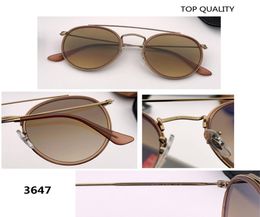 new 2020 SteamPunk Vintage Round Metal Style double bridge Sunglasses mirror uv400 glass Lens flash Sun Glasses Oculos De Sol 36472036672